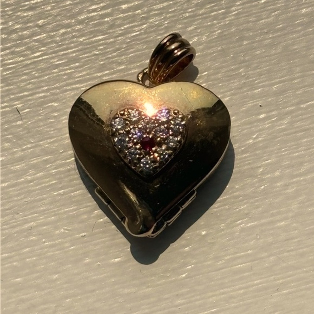 Lenox Gold Club Sterling Silver Cubic Zirconia & Ruby 4-way Folding Heart Locket